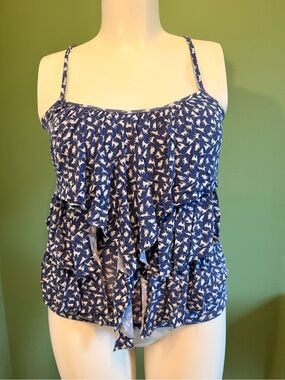 ❤️2 for $10❤️ Society Navy Blue Ruffled Spaghetti-Strap Camisole